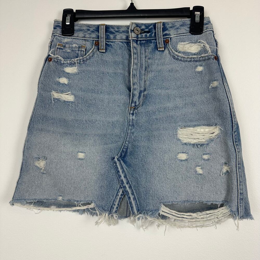 Abercrombie & Fitch Womens Zoe Natural Rise Vintage A-Line Denim Skirt 25, 0